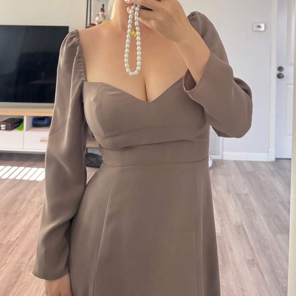 Aritzia Taupe Long-Sleeve Dress